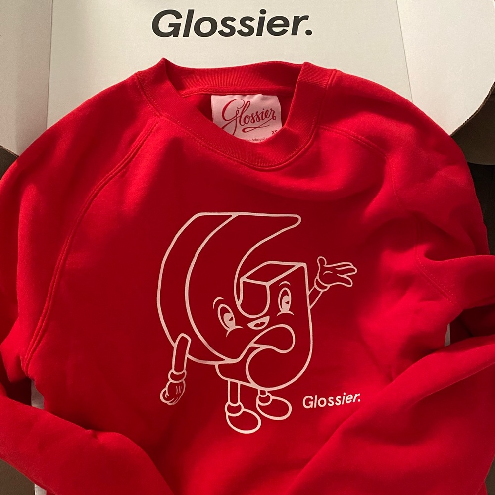 Limited edition Glossier crewneck sweatshirt. Size XS. Super cute.
